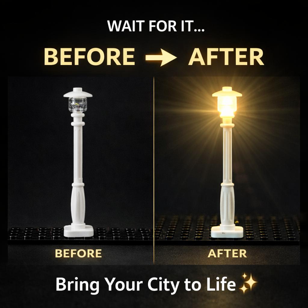 LYBMTWF 10PCS LED Street Light Kit for Building Blocks – Battery Operated USB City Lamp Post Accessories Warm Light DIY Upgrade for Display Case Diorama Mini Bricks