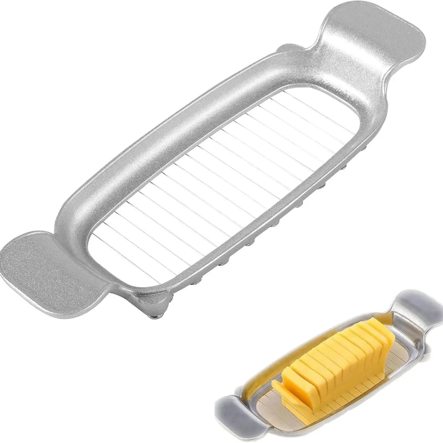 Butter & Cheese Slicer Stainless Steel Kitchenware Multi Use Knives Multipurpose Cheese Slicer，With Ergonomic Handle, Easy, Suitable For Cutting Cheese, Butter, Eggs, Fruit And Other Softer Solid Food Use.