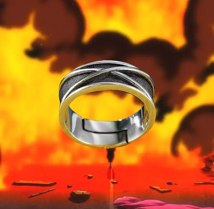 Time and space ring retro Wukong black ring punk gothic adjustable open ring men's handmade designer jewelry accessories anime couple gift