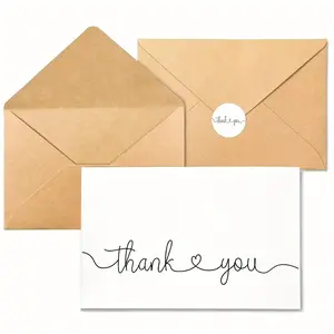 Thank You Card with Envelope & Sticker, 60pcs/set Including 20pcs Card & 20pcs Envelope & 20pcs Sticker, Party Thank You Card Set for Wedding Birthday, Custom Message Card, Positive Message Card