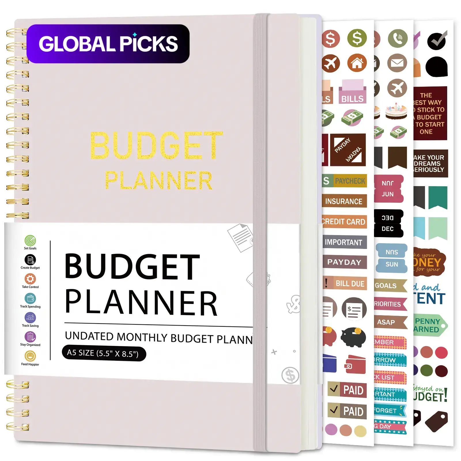 Monthly Budget Planner, Financial Planner And Monthly Bill Organizer, Multicolor A5 Spiral-Bound Expense Tracker Notebook for Finance Management, Money-Saving Planner for Office, Dormitory, Travel & School #GLOBAL PICKS