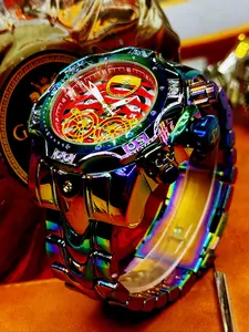 Men's Punk Style Round Dial Quartz Watch, Modern Fashionable Wristwatch, Fashionable Stainless Steel Strap Analog Watch for Party, Daily Decor, Trendy All-match & Exquisite Watch for Birthday Gift with Box