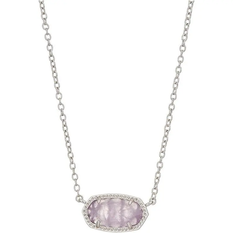 Kendra Scott Elisa Silver Pendant Necklace, Amethyst February Birthstone, Cable Chain, Silver Necklaces & Pendants for Everyday Wear - 4217717617, Fashion Pendants