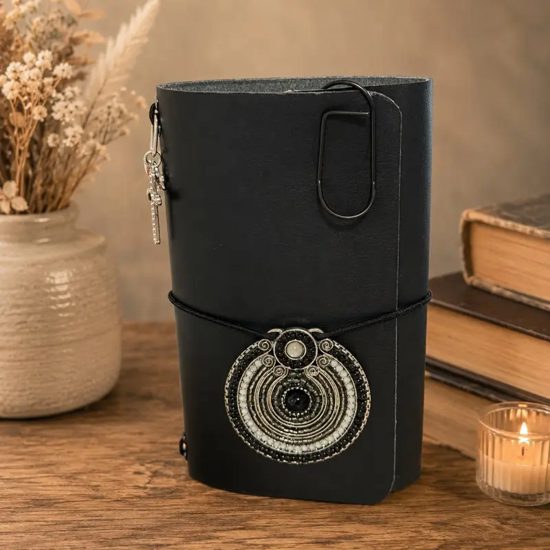Pocket Sized “Noir Eclipse” leather journal