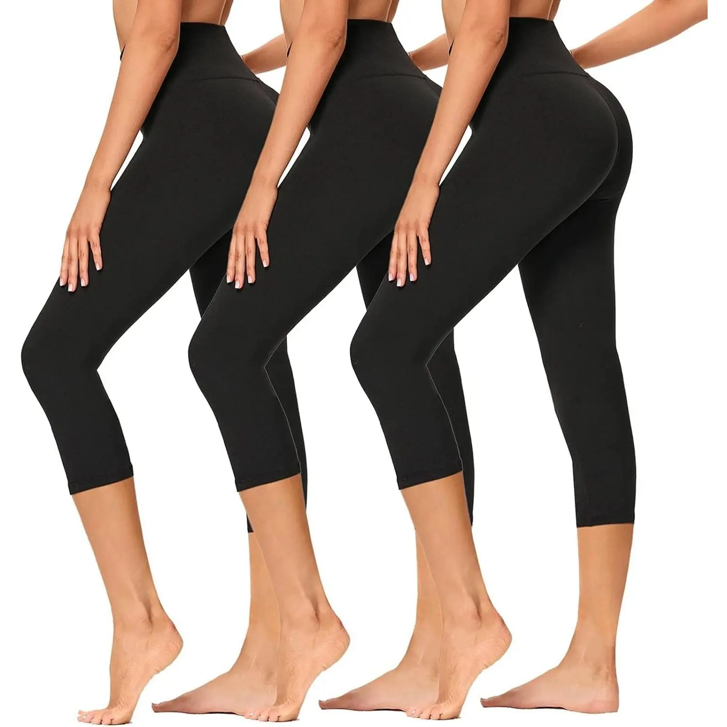 High Waisted Capri Leggings for Women - Soft Stretch Athletic Bottoms with Tummy Control for Yoga, Fitness & Athleisure Wear, High Waisted Sportswear, Gym Running Bottoms, Breathable Women's Sports Leggings, Womens Fitness, Abdominal Control Women's Sport