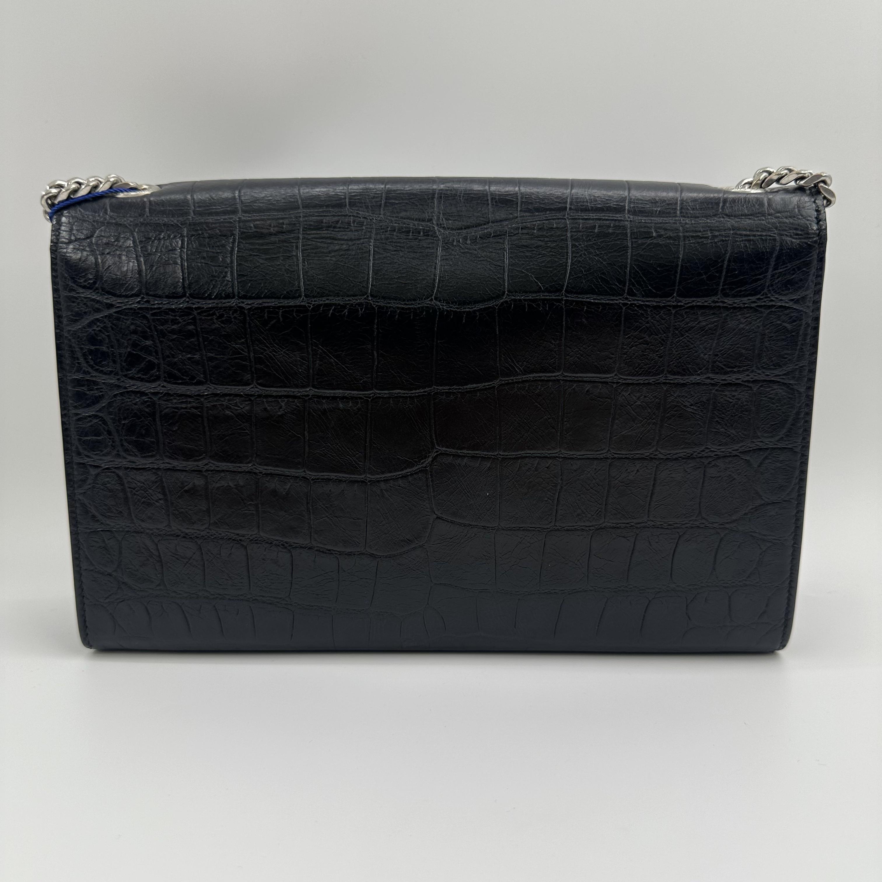 Pre-owned Yves Saint Laurent YSL leather messenger shoulder bag black