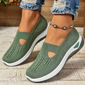 Rain Core Women's Cut-out Sneakers Casual Breathable Slip On Walking Shoes Lightweight Outdoor Flat Shoes for Girl
