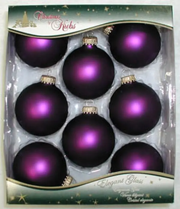 Christmas by Krebs CBK83309 Purple Magic Velvet Glass Round Ornaments - 2.62 in Fashion Balls with Gold Crown Caps, Indoor Festive Home Decor (Comes in Boxes), Indoors, Ornament Balls