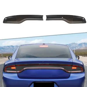 Smoked Rear Tail Light Covers Trim for 2015+ Dodge Charger Vehicle, Easy Tool-Free Installation, Perfect Fit, Aesthetic Enhancement Car Accessories