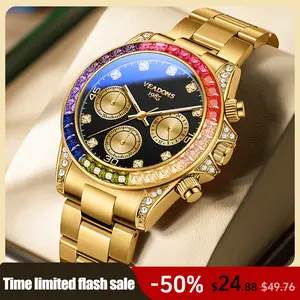 Men's Business Rhinestone Decor Analog Quartz Watch Function Luminous calendar timing Fashionable Watch Daily Decor Jewelry Birthday Gift For Him Party Daily Accessory