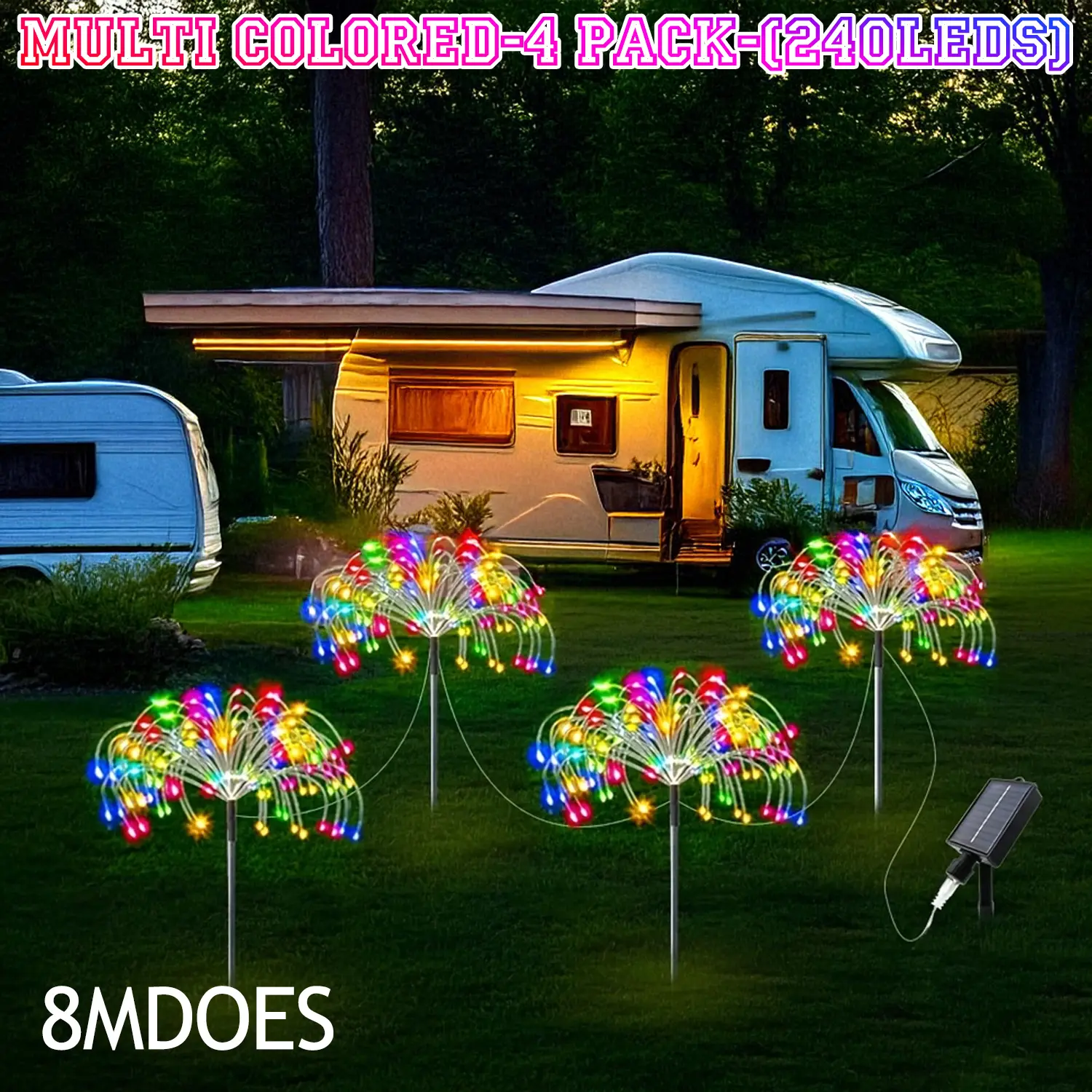 4-Pack Upgrade 240LED Solar Firework StarsLights, Outdoor Waterproof Magical StarburstFairy Light Set, 8 Modes for Front Yd, PatioDecoration, Outdoors Home ImprovementLighting, Party Light