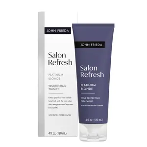 John Frieda Salon Blonde Platinum Tone Perfecting Treatment with Protein-Peptide Complex, Hair Toner, Toner for Blonde Hair 4 fl oz