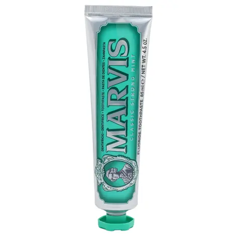 Marvis Classic Strong Mint Teeth Toothpaste - 3oz (50g) Alcohol-Free Scented Oral Cleansing Daily Care, Italian Formula for Fresh Breath, 12-Month Supply, Aluminum-Packaged Single Item