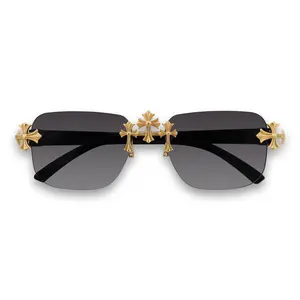 Solid Triple Cross Sunglasses – Smoke Lens Rimless Design