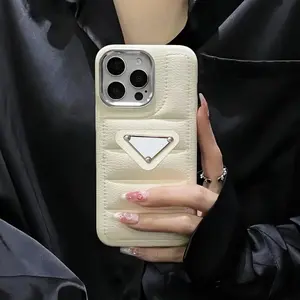 1 Pack Down Jacket Puffer Case For iPhone 17 Pro Max 17 Air 16 15 14 13 Pro Max / Pro with Logo PU Leather Luxury Shockproof Protector Fashion Gift Personalized Solid Color Soft Unzip Sofa TPU Silicone Puffer Touch Cloth Trendy Puffer 3D Back Cover