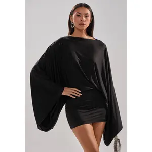 DIANA DRAPED MINI DRESS IN BLACK