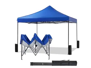 10x10 FT Pop Up Canopy Tent with Slant Legs and Carrying Bag, Easy Setup Outdoor Shelter for Patio, Garden, Beach, Blue