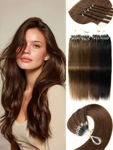 50strands/30g/pack Micro Loop Human Hair Extension, Easy to Install & Remove, Reusable & Long Lasting, No Damage to Scalp & Natural Hair, Microlinks Hair Extensions