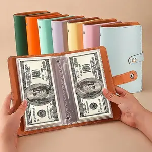 PU Money Saving Book, Savings Challenge Planner, Holds Up to 100 Bills & Cards, Large Capacity Cash Storage