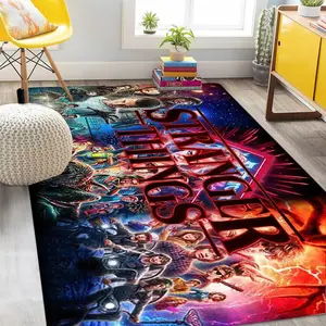 1pc Stranger Things Full Character Print Rug, Non-Slip Mat, TV Theme Decor, Living Room Central, Leisure Area Carpet