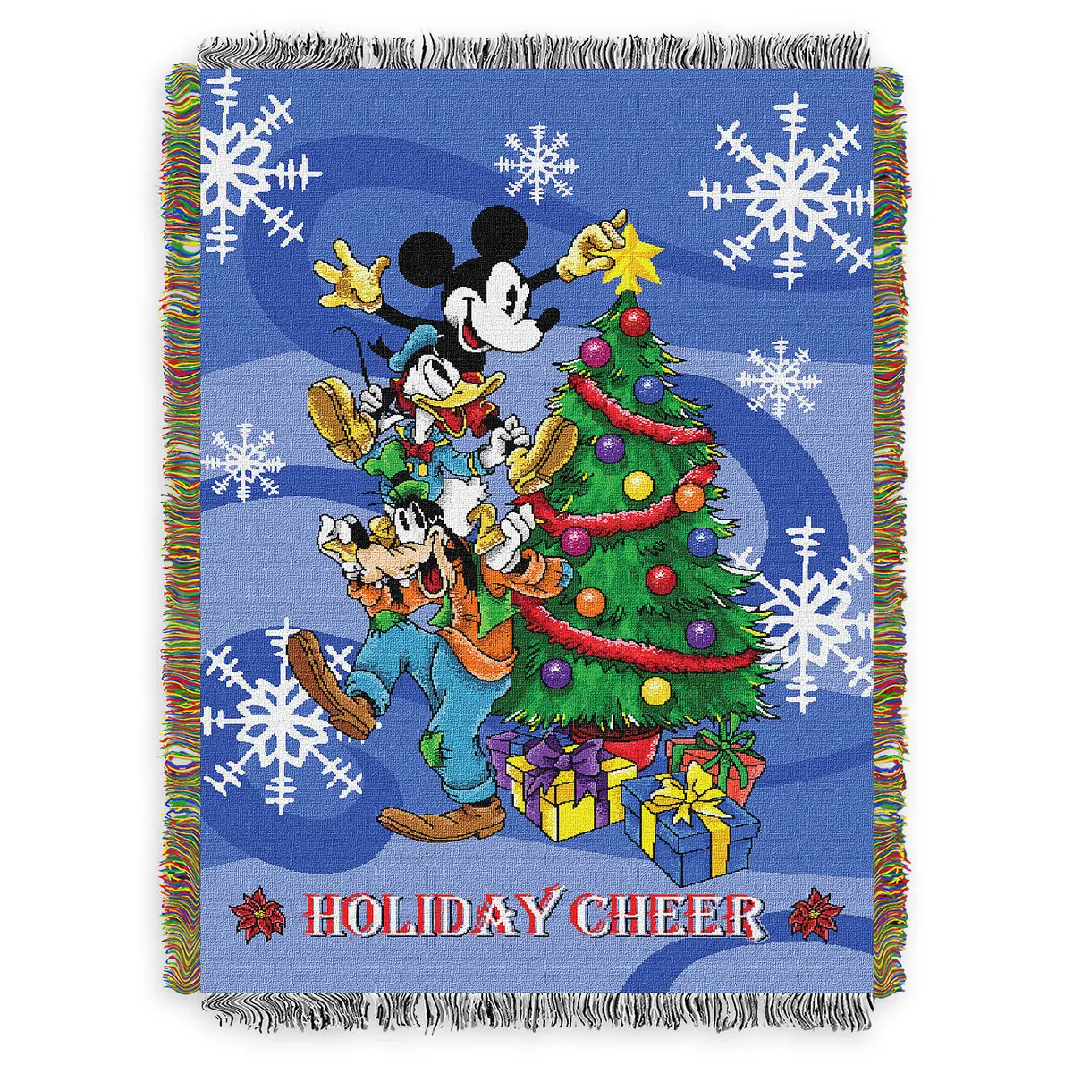 Disney Mickey Mouse Blanket Holiday Cheer Woven Tapestry Throw 48" x 60"