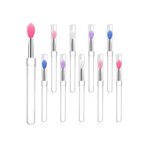 10 Pcs Silicone Lip Brush Set – Reusable Lip Mask Applicator Tools with Protective Caps, Lip Gloss & Balm Applicators for Makeup, Spa & Skincare Routine