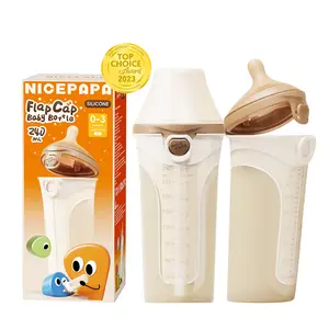 NICEPAPA Leak-Proof Baby Bottle, suitable for newborns, features an anti-colic cap design, an off-center nipple for easy acceptance by babies, and is easy to clean and safe.