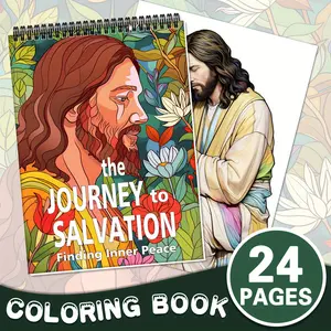 Jesus Theme Coloring Book, Durable Drawing Pad, 24 Pages Thickened A4 Paper, Single-Sided Coloring, Yo Spiral Bound, Perfect Gift for New Year Birthday Christmas