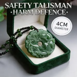 Ritual Blessed Hand-Carved Green Jade Pixiu Dragon PendantNecklace, Unisex Jewellery with Hand-CarvedDetail, Lucky Wealth-Attraction Protection Amulet,Christmas Birthday Gift for Bag Charms & TwilliesAccessories
