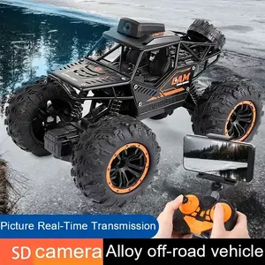 FPV Off-Road RC Car 1:18 Scale with 480P WiFi Camera 4WD Tires LCD Monitor USB Rechargeable Durable Body Remote Control Crawler for Halloween Christmas