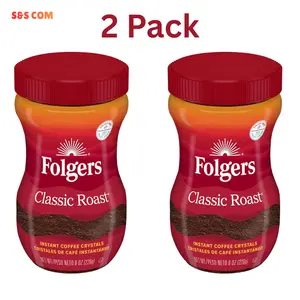 (2 Pack) Folgers Classic Roast Instant Coffee, 8 oz Jar