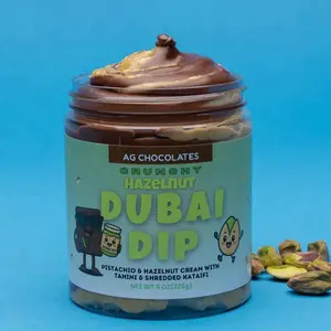 AG Chocolates Dubai Cup - Pistachio Cream & Tahini with Crunchy Kataifi - Classic & Hazelnut Flavors - 8oz & 4oz - Perfect for Gifting