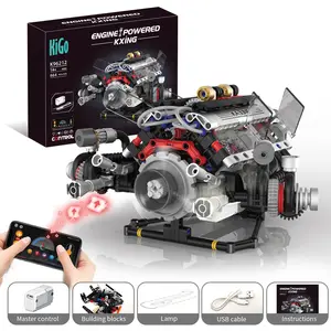 【660 PCS】BMW-Style Motorized V8 Engine Model Building Kit, with APP Control & LED Lights
