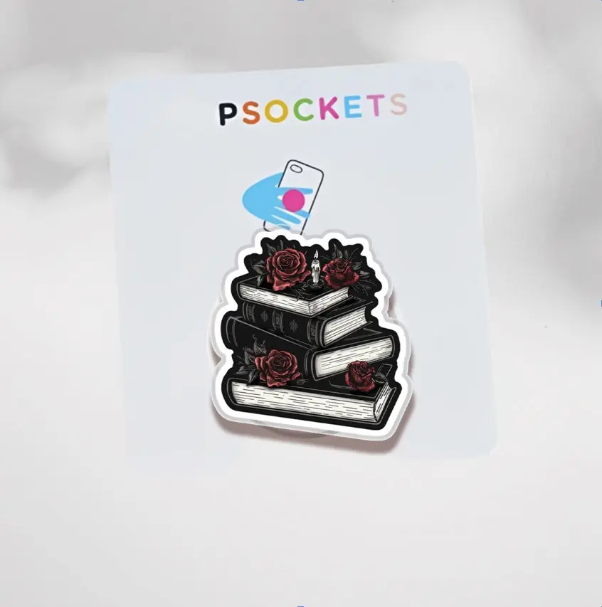 Dark Academia Book Phone Grip – Gothic Book Lover PopSocket Cellphone Clip Smartphone