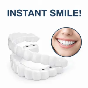 [3 PC] Instant Smile Makeover Temporary Teeth Repair Kit Adjustable Snap-ON Veneers - Natural White & Comfortable Moldable FalseTeeth for Instant Confidence