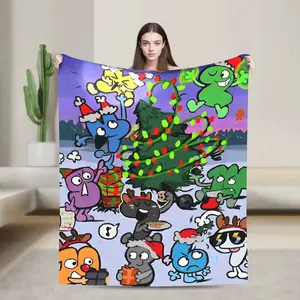 Funny Comfy Polyester Blanket BFDI Inanimate Insanity All Characters Blankets  Soft Plush Throw Blanket For Bedroom Camping Flannel Bedspread Bed Cover The Ultimate Christmas Present