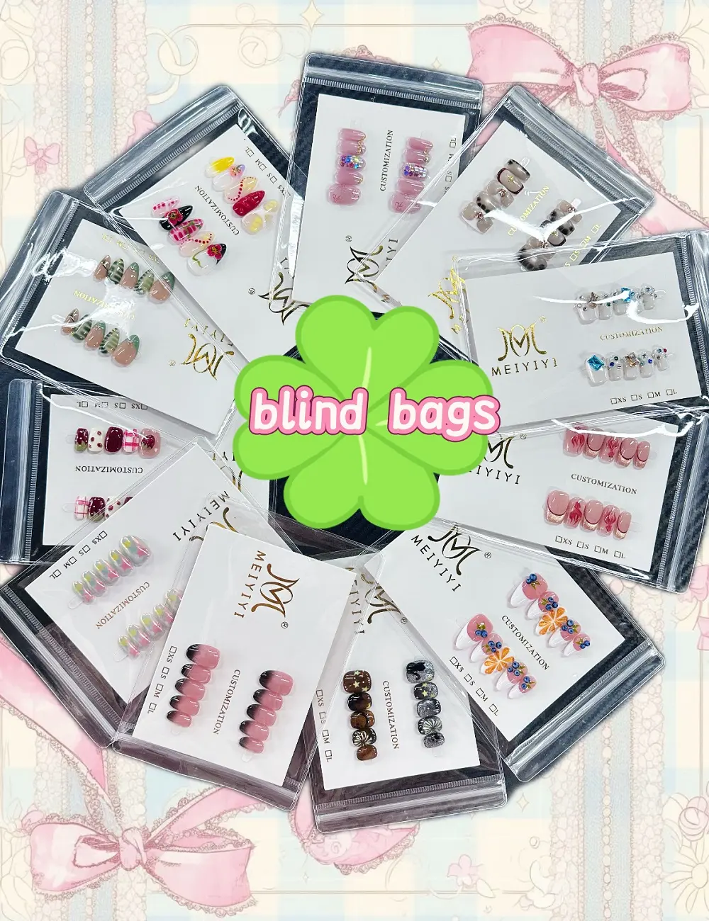 Lilith:(US)5-9 pairs handmade  bundle nail bags open in live