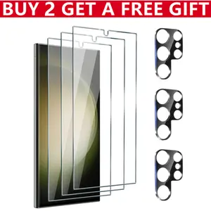 3Pcs Tempered Glass Screen Protector & 3Pcs Camera Lens Protector for Samsung Galaxy S25 Ultra/S25 Plus/S25/S24 Ultra/S24 Plus/S24 Cover Protection