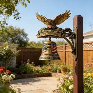 250th Anniversary Eagle Wind Chime, Vintage Patriotic Metal Hanging Ornament, Porch Backyard Outdoor Decor