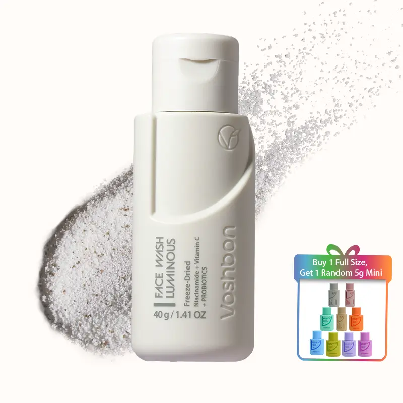 Voshbon Luminous Freeze-Dried Face Wash | Probiotic Brightening Cleanser | Travel Essentials TSA Approved | Waterless Skincare for Glowing Skin