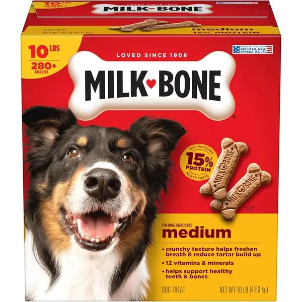 Milk-Bone Original Dog Treats for Medium Dogs – 10 lb Crunchy Biscuit Snacks