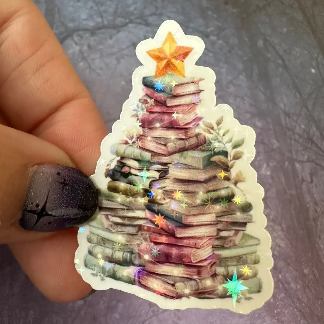 Holographic book Christmas tree sticker Holographic book Christmas tree sticker