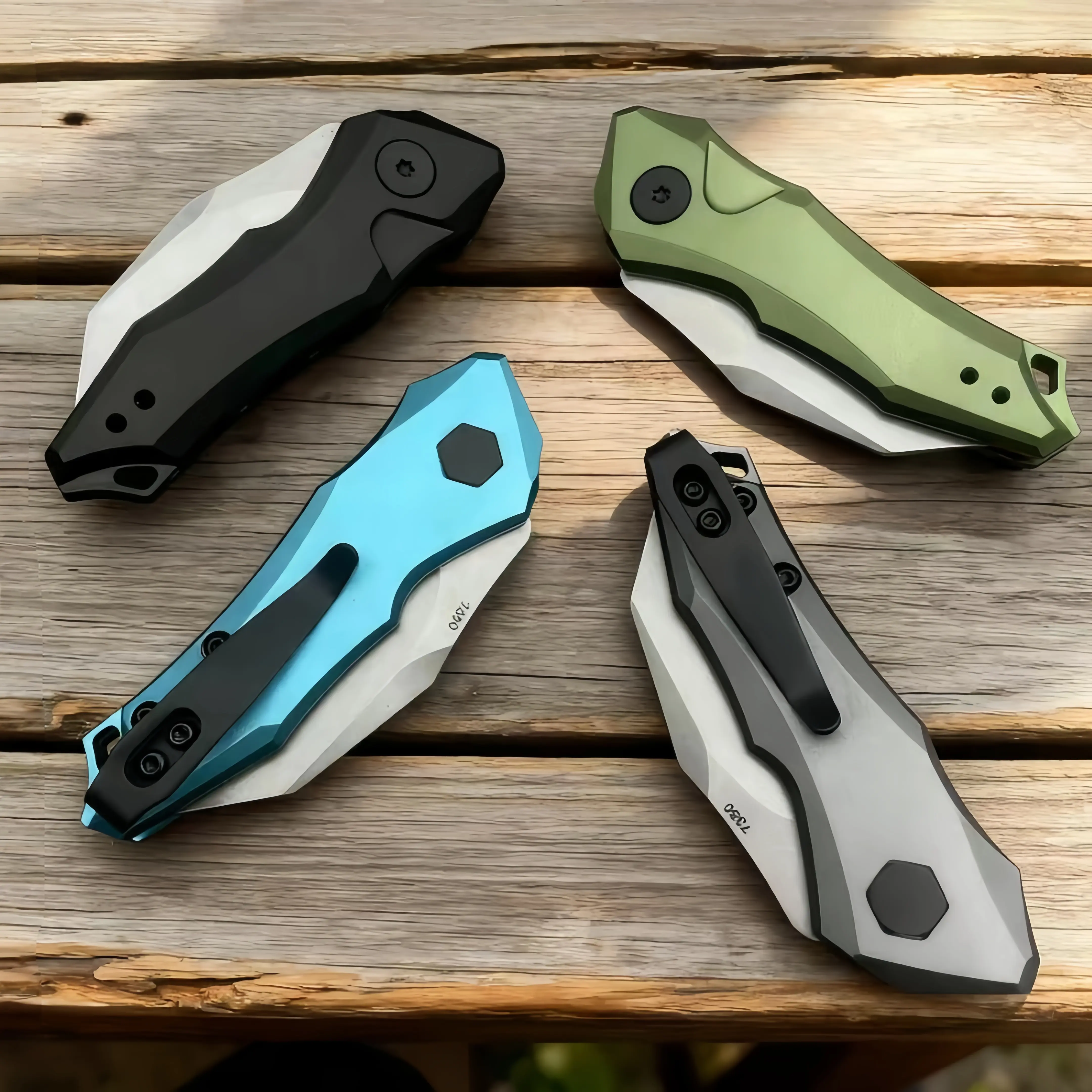 High-Quality Compact EDC Pocket Kitchen Folding Blade Knife (Models 7305/7550/7551/7350/7205/9000) - 7550 Black Handle, 7205 Black Blade, Non-Bulky Design, Ideal for Outdoor Camping, Hiking