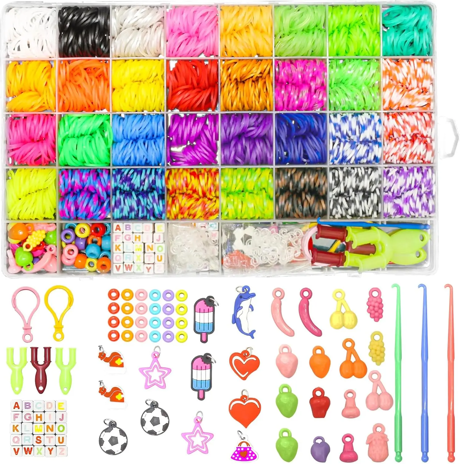 2500+ Rubber Band Bracelet Kit in 32 Color, Loom Refill Bracelet kit, Loom Bands Kit, Bracelet Making Kit Rubber Band for Weaving Crafting Birthday
