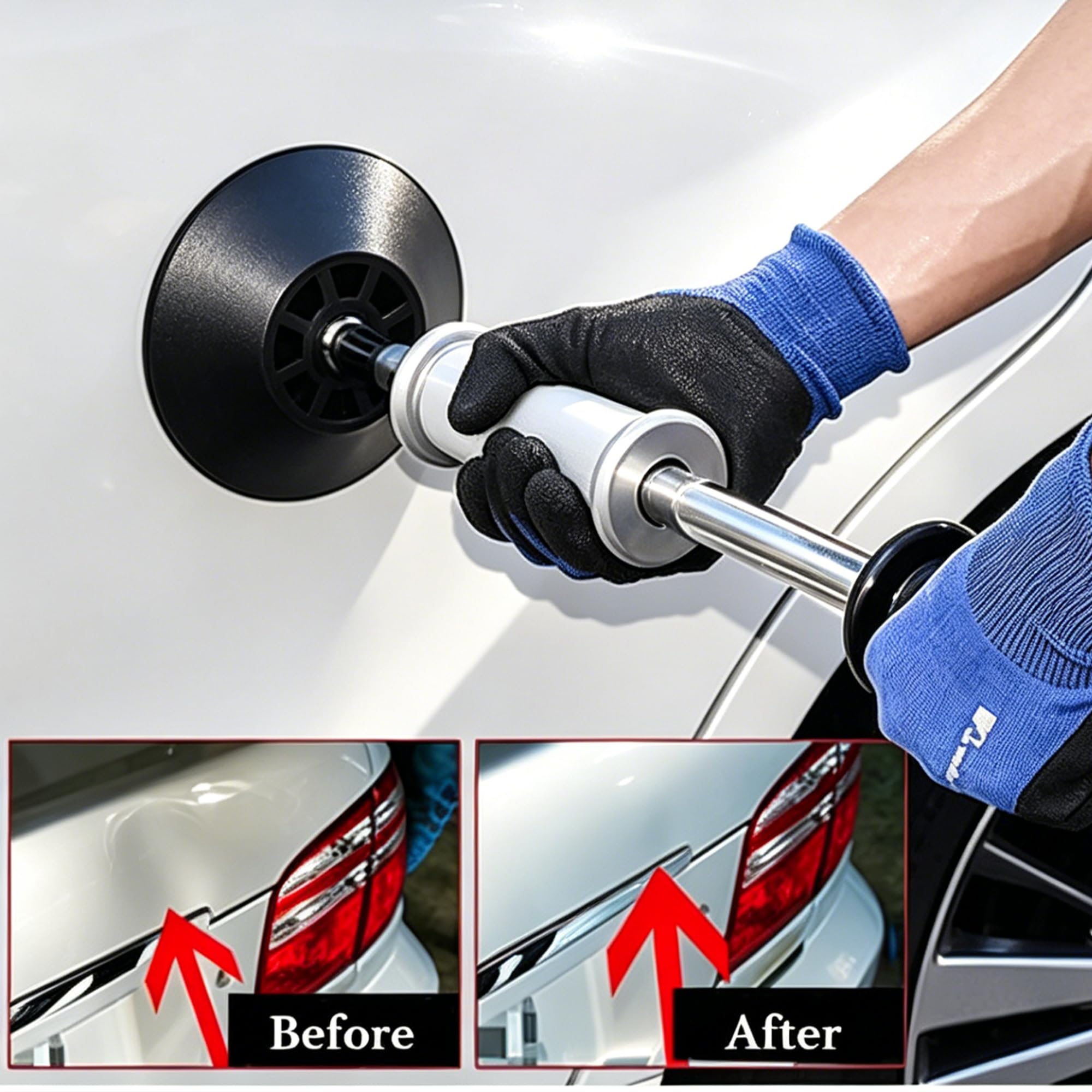 Pneumatic Dent Puller, Pneumatic Suction Cup Dent Puller with 3 Suction Cups (3.2", 4.7", 6.1”), Car Dent Puller Kit, Auto Body Dent Repair Kit, 23.2” Length