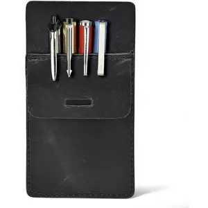 Pocket Protector for Men, Full Grain Leather Pen Holder for Heavy Duty Shirts Lab Coats, Holds 6 Pens Pointers Cards, Pocket Protectors for Pens and Pencils