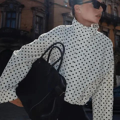 Women's Polka Dot Cropped Street Casual Bomber Jacket, Long Sleeve Zip-Up Windbreaker Short Trench Coat Outerwear for Demi-Season Outdoor Wear, Casual Lapel Jacket