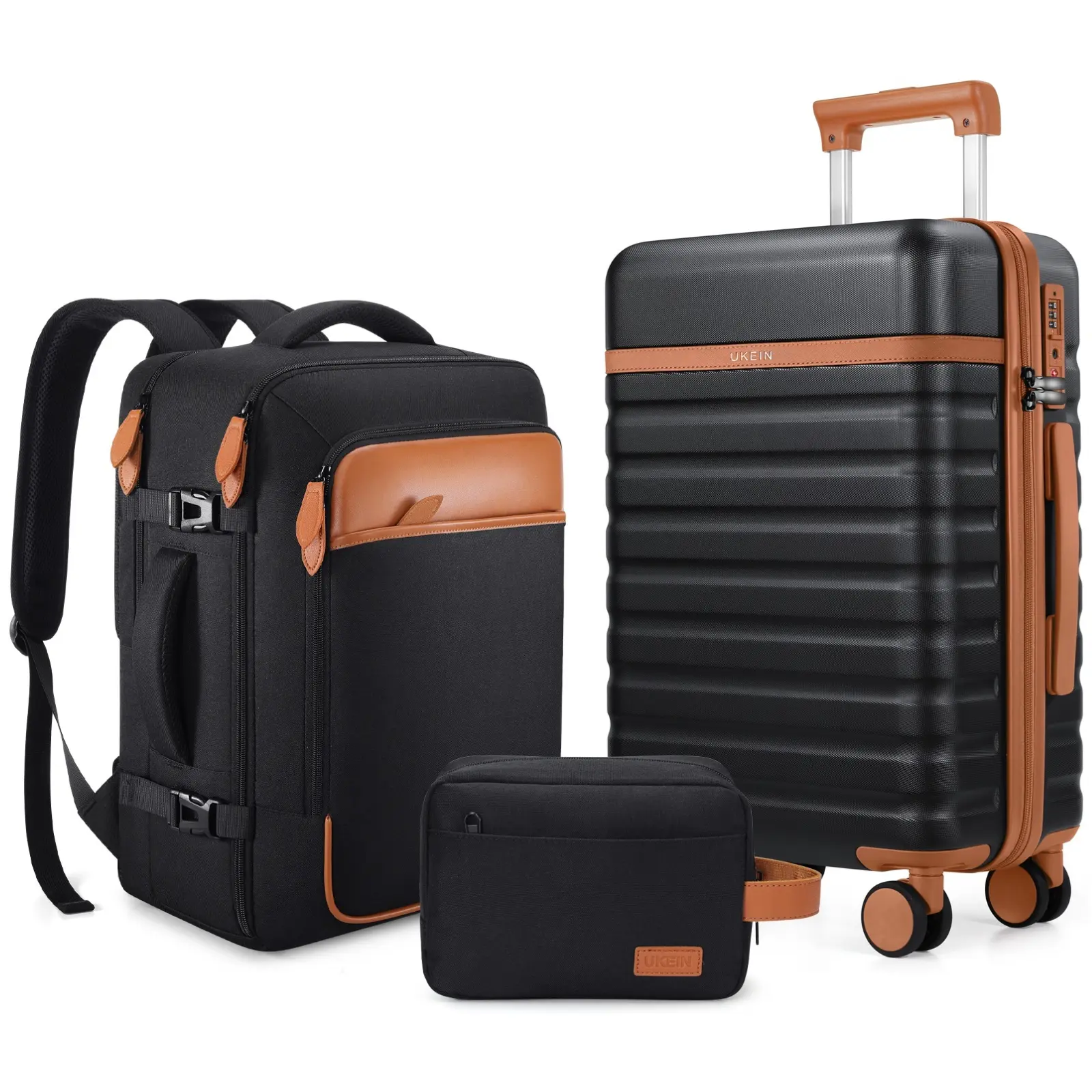 Luggage Sets with backpack 3 Piece, Carry On Luggage 20 Inch With Spinner Wheels, PC Hardside Suitcase Set with TSA Lock,Durable Carry On Suitcase With Travel Backpack for Men Women Traveling Bag,summerwins
