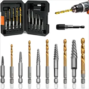 11Pcs Screw Extractor Set, Left Hand Drill Bit and Bolt Extractor Kit Easy to Remove Stripped Broken Damaged Screw Bolt and Nut Out, Reverse Drill Bit Extractor Set with Sturdy Case fathersdaygift