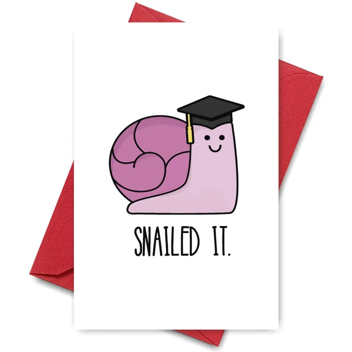 Graduation Snail Design Greeting Card, Funny Graduation Card with Envelope, Perfect for Graduation Day, Great Gift for Graduate, Student, Loved Ones, Custom Message Card